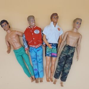 Set of Four Ken Dolls with Colorful Outfits
